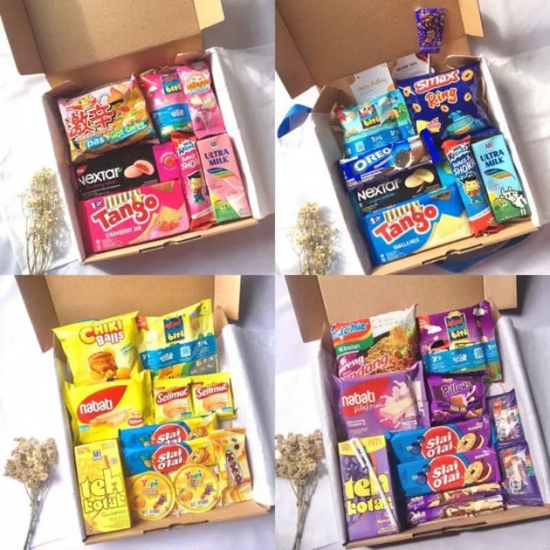 

SNACKBOX KADO ULANG TAHUN HAMPERS SNACK HADIAH WISUDA/ PARCEL SNACK BOX