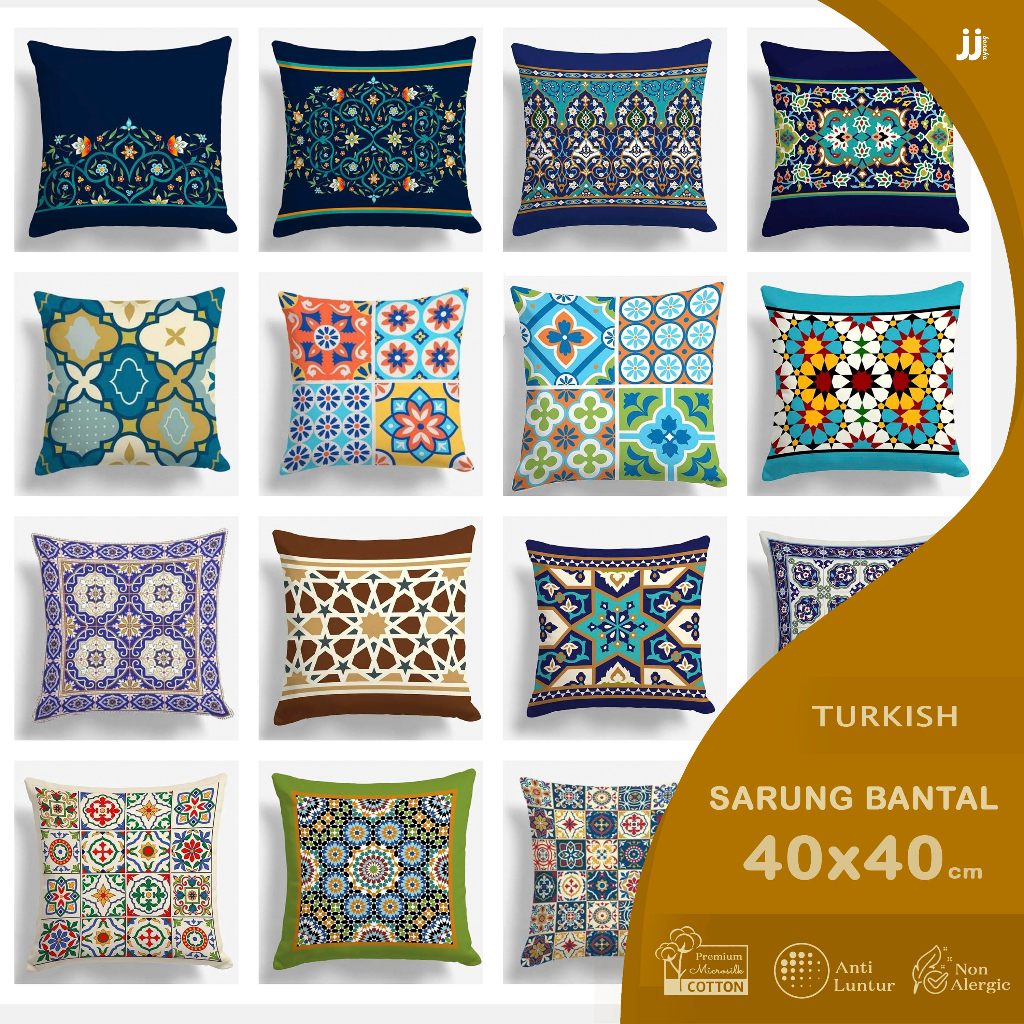 SARUNG BANTAL SOFA PRINT MOTIF TURKISH BOHEMIAN MOTIF UBIN 40X40 CM