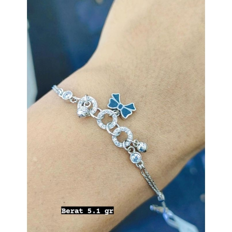 Gelang rantai pita emas putih 750%