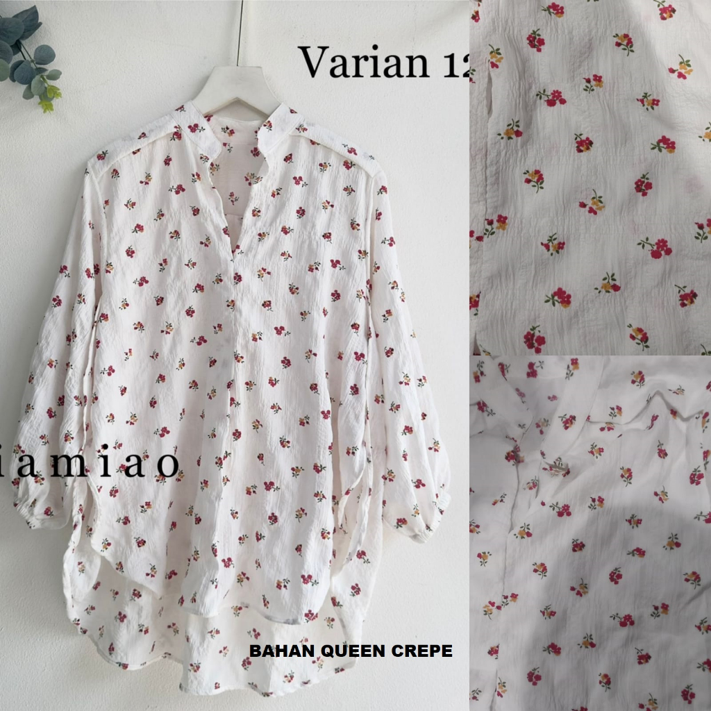 Premium Crinkle Motif Rose | VELLA Blouse Crinkle