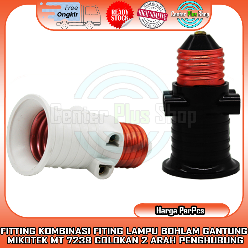 FITTING KOMBINASI FITING GANTUNG LAMPU 2 COLOKAN CABANG MIKOTEK MT 7238 PITING BOHLAM HITAM LAMP ARA