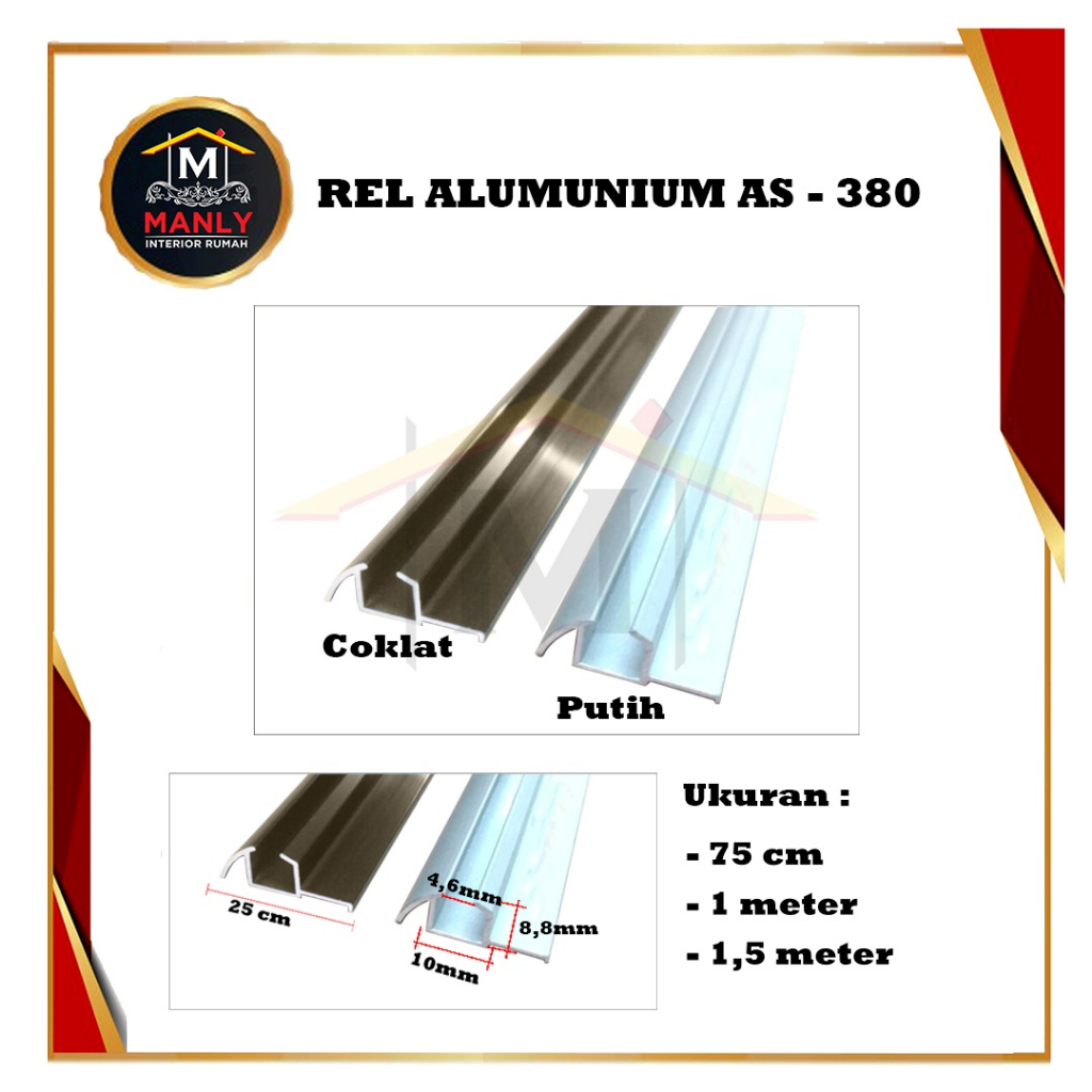 Rel Lemari / Rel Timbul SD 380 Pintu Lemari Geser Sliding / Geser Panjang 75 CM, 1 M &amp; 1.5M