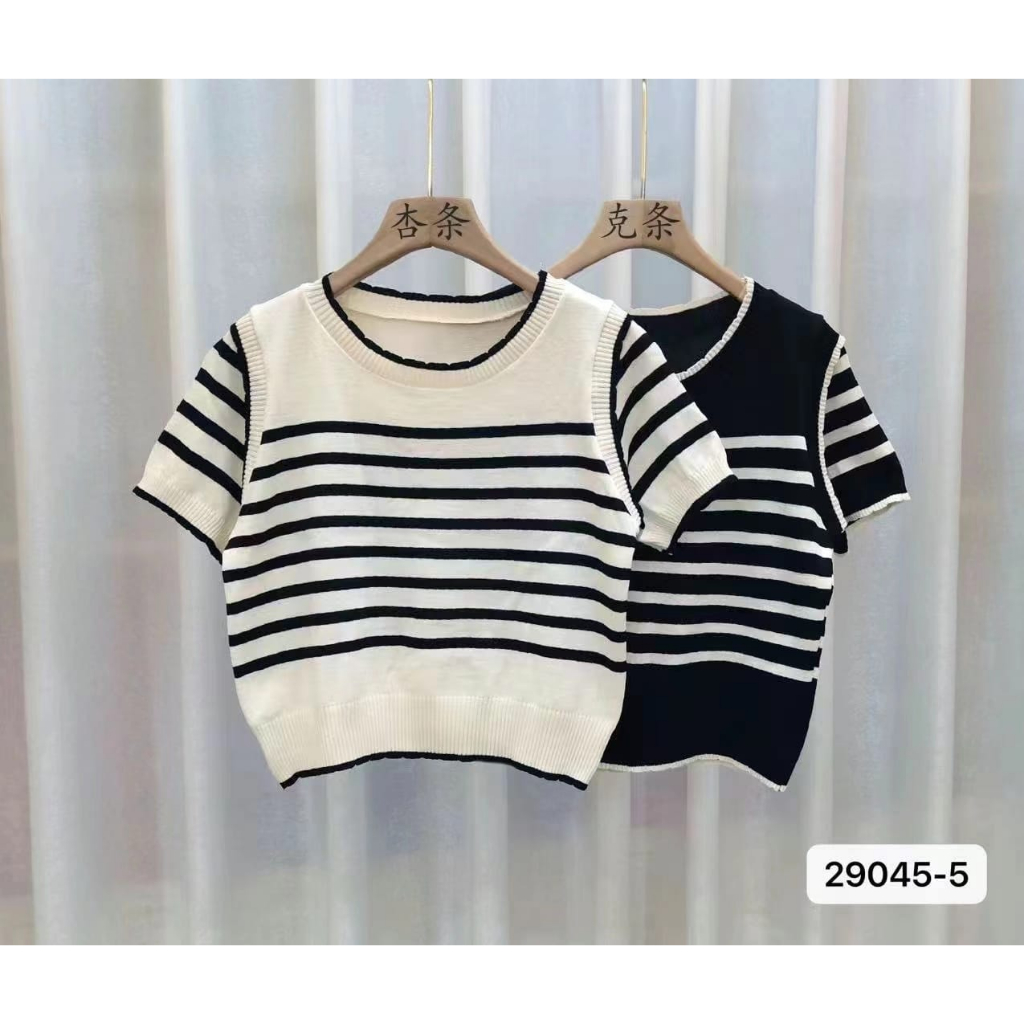 Steffi Stripe Knit Top Import  - Atasan Rajut Wanita Import TM (29045-5)