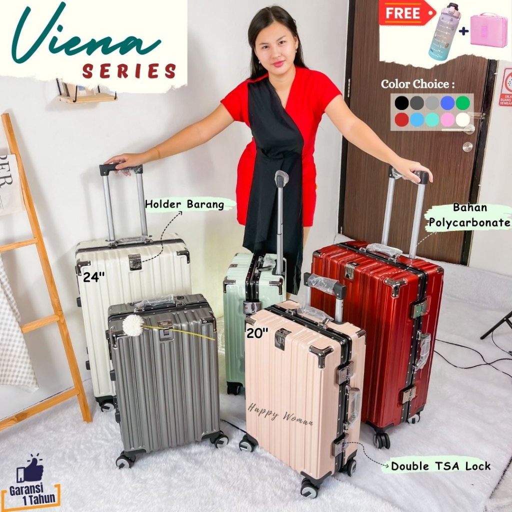 Koper Viena Series Kabin Cabin Bagasi Suitcase Anti Pecah No Zipper 20 Inch 24 Inch