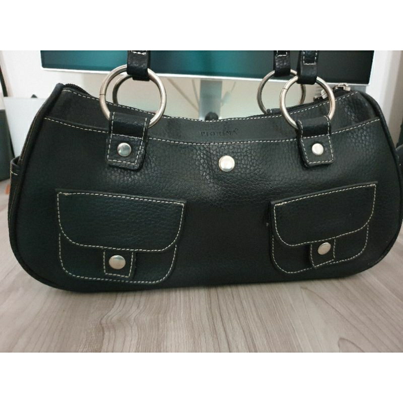 PL TAS BRANDED, SHOULDER BAG, TAS PIORINA, WARNA HITAM, KULIT JERUK
