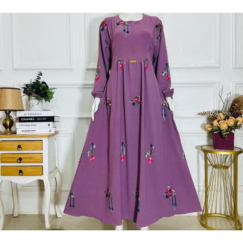 [COD] GAMIS CEY IMBROIDERY | GAMIS CRINGKLE BORDIL GAMIS BEST SELLER