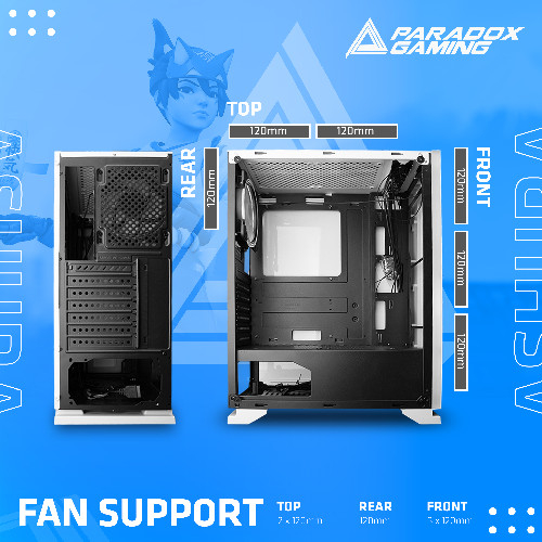 Paradox Gaming Ashura White Include 1x Fan Rainbow