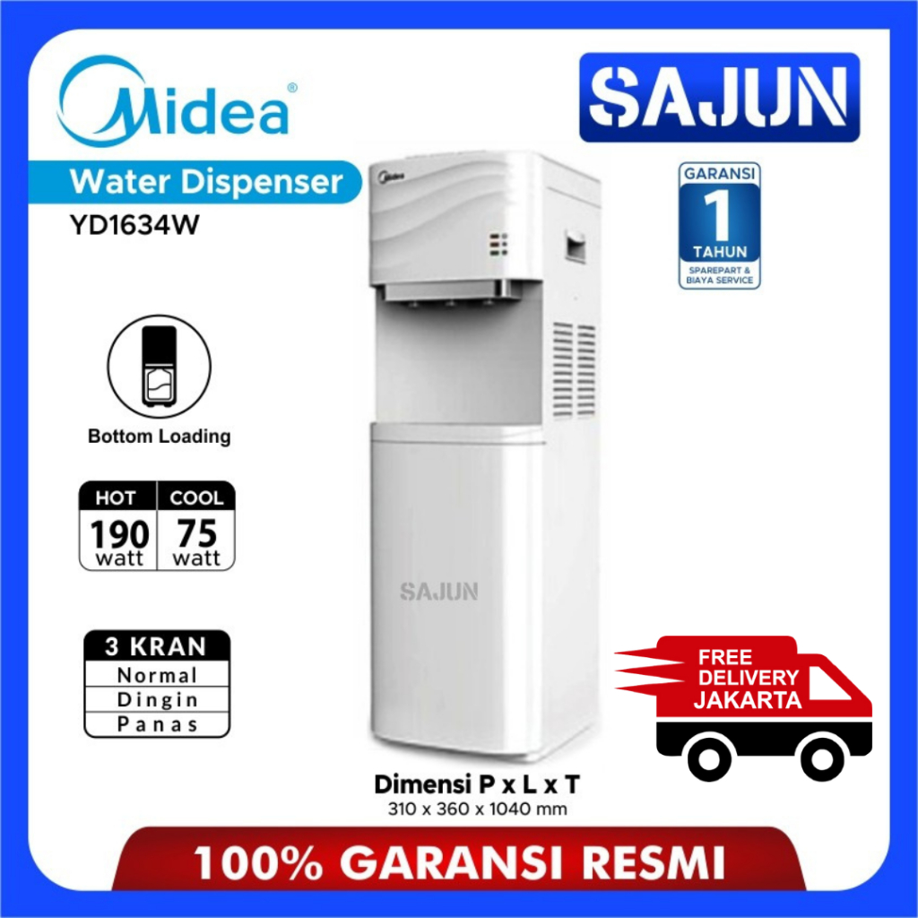 Dispenser Air Midea YD1634W Water Dispenser Galon Bawah