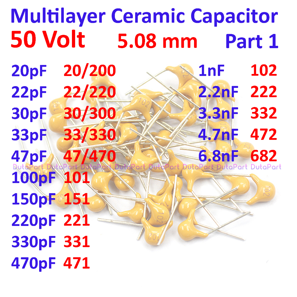 MLCC 50 Volt Multilayer Ceramic Capacitor 50V V Kapasitor Part 1