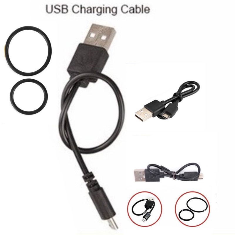 Kabel USB Charging Cas Isi Ulang &amp; 1 Set Ring karet pengikat Lampu Sepeda