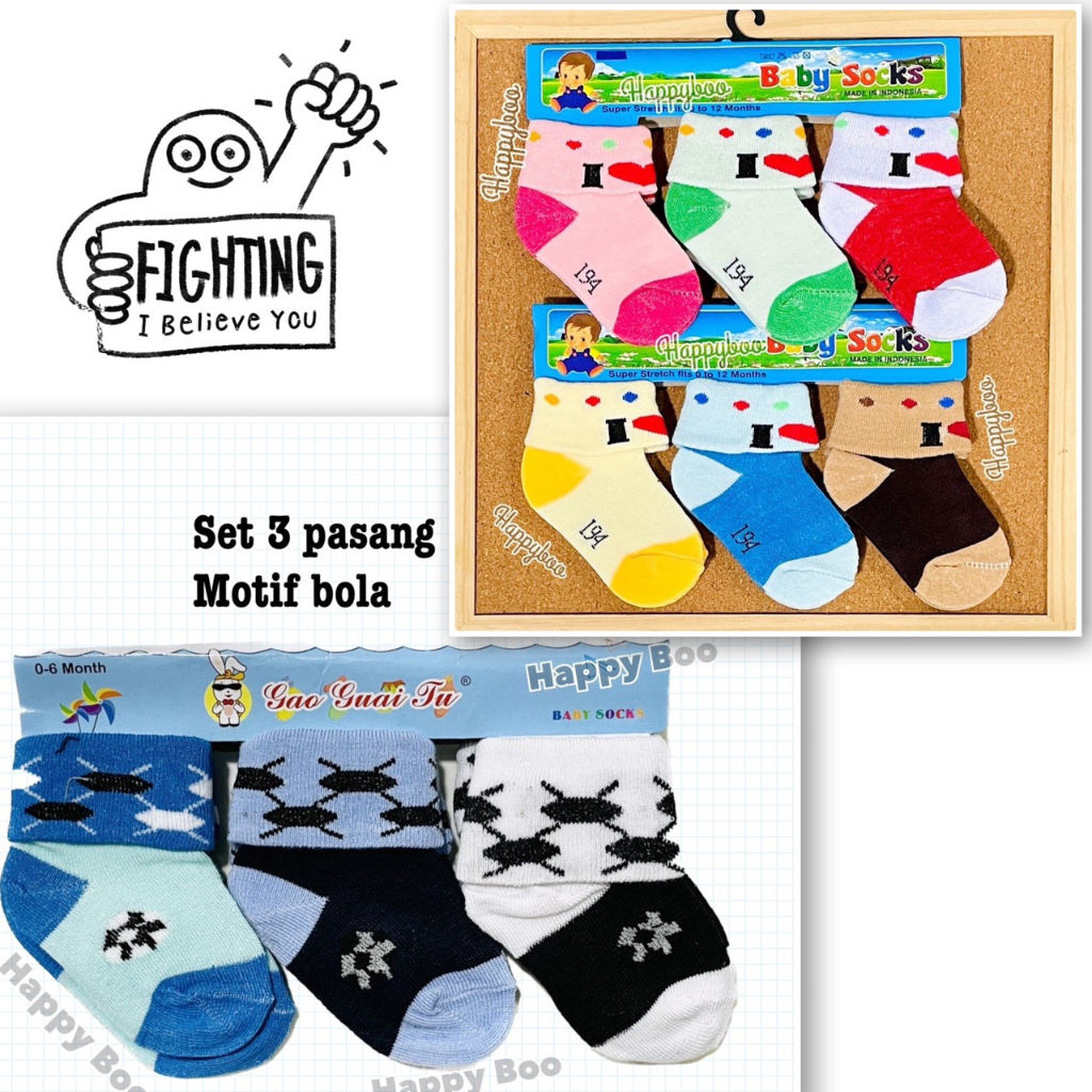 kaos kaki kaus kaki bayi baby socks set 3 pasang lipat