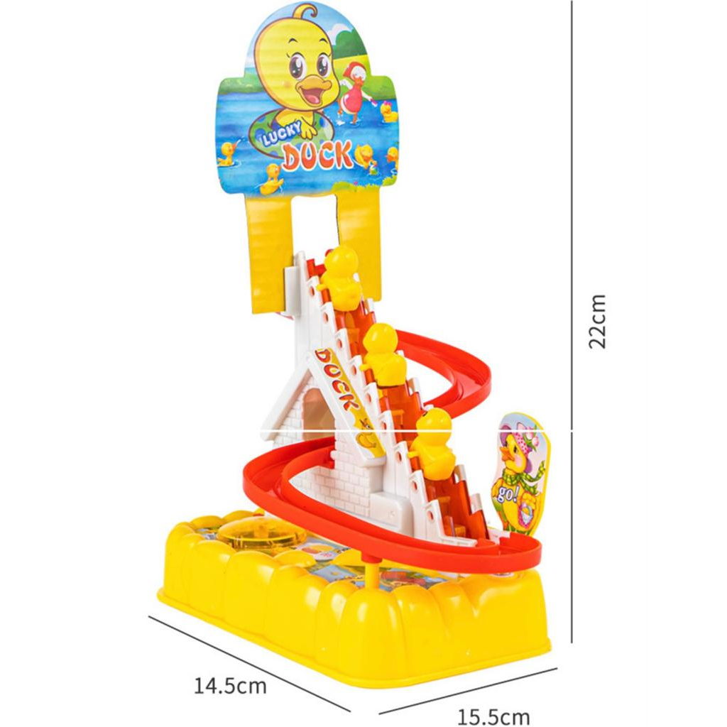 [MS]Mainan Seluncuran Otomatis Bebek Naik Tangga Lucky Duck Track Balap Berlampu dan Music / Mainan Luncuran Rail Mutar Auto