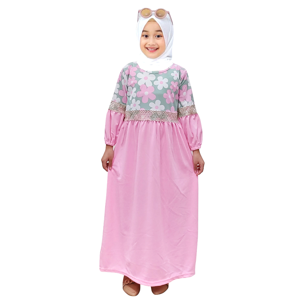 Gamis Talia Bunga Renda Emas CKids