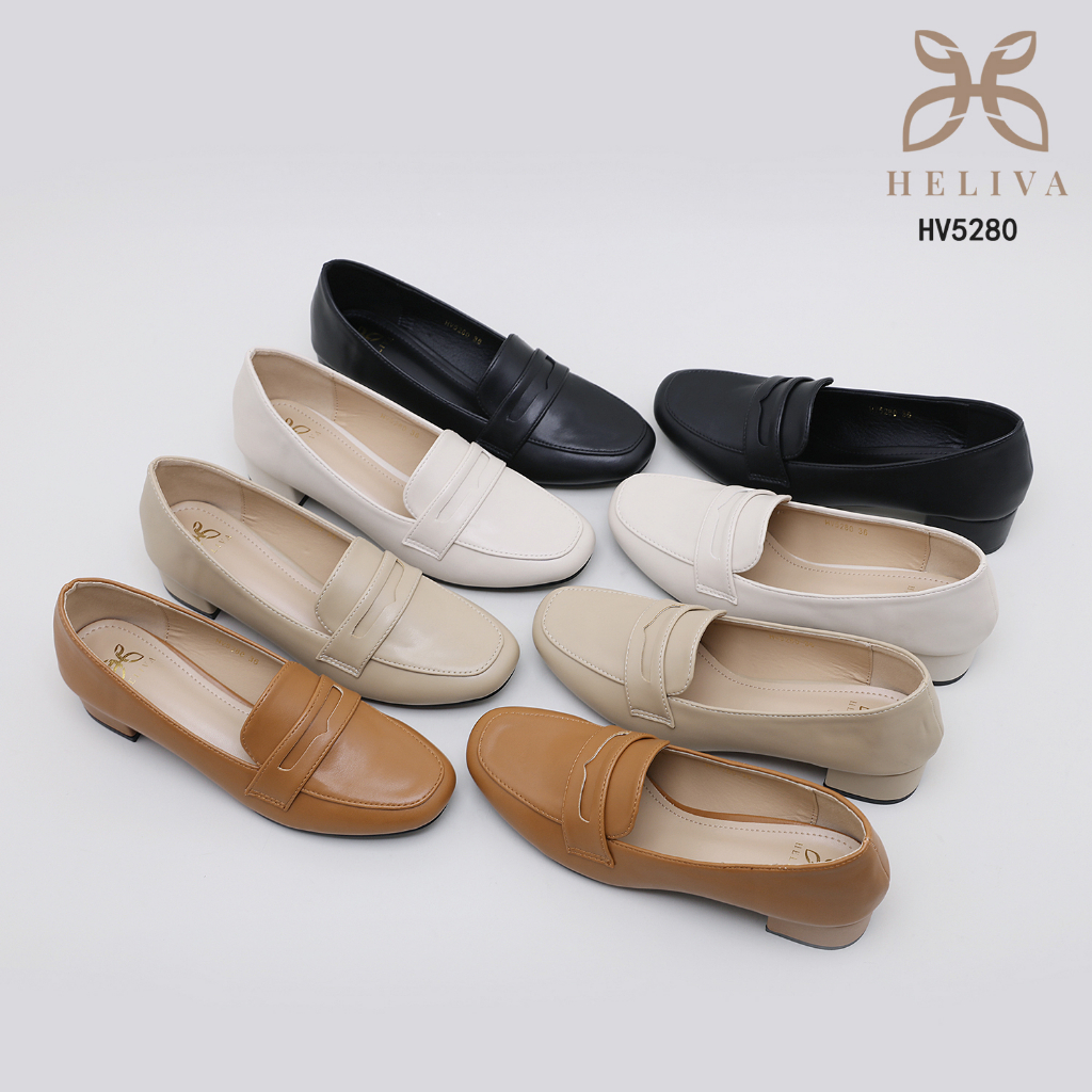 LORENE HELIVA Sepatu Hak Tahu 3,5cm Sedang Model Pansus Polos Bahan Kulit HV5280 Original Brand