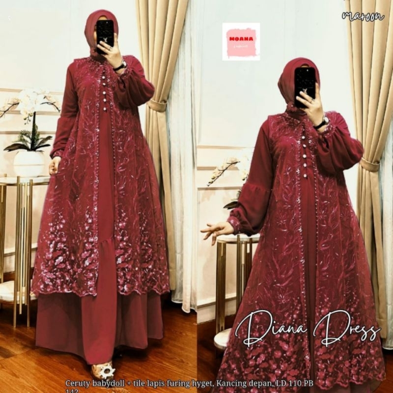 Diana Bellaria Marsha maxy press Outer brokat BUSUI gamis pesta brukat import