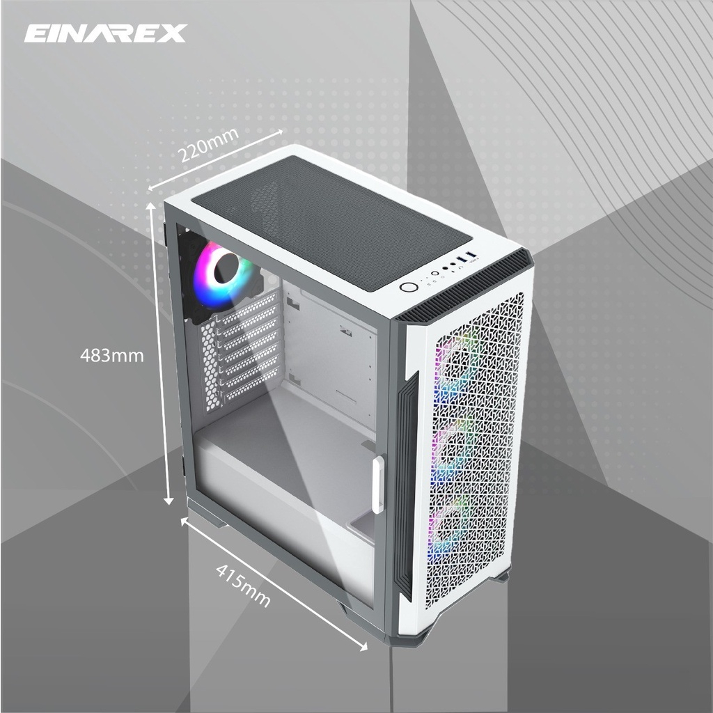 Gaming Case EINAREX VICTORIA WHITE | Casing PC E-ATX Mid Tower