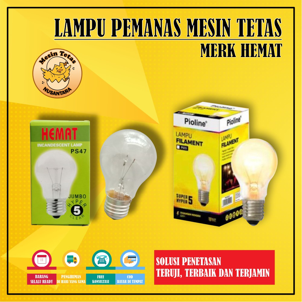 Lampu Pemanas Bohlam Mesin Tetas Merk Hemat