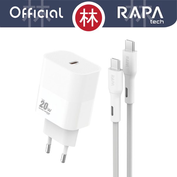 RAPAtech CH1063 - POWER II - PD20W Charger with USB C-to C Cable 20W