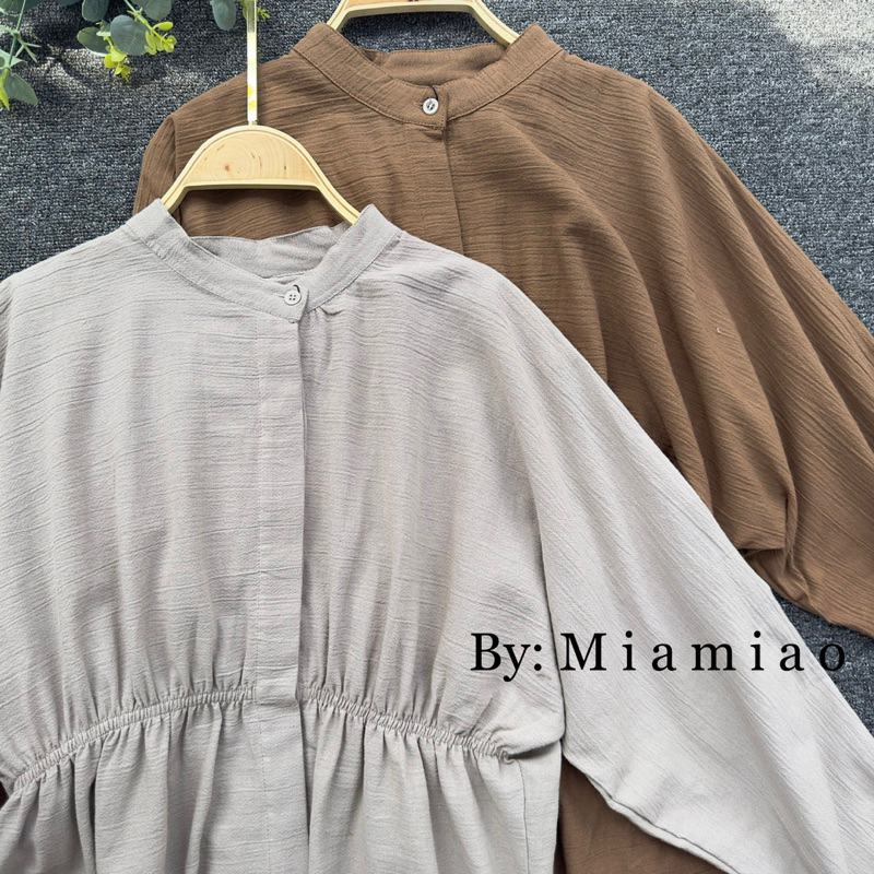 Rania Blouse Linen Crinkle Premium Rania Top Blouse Wanita