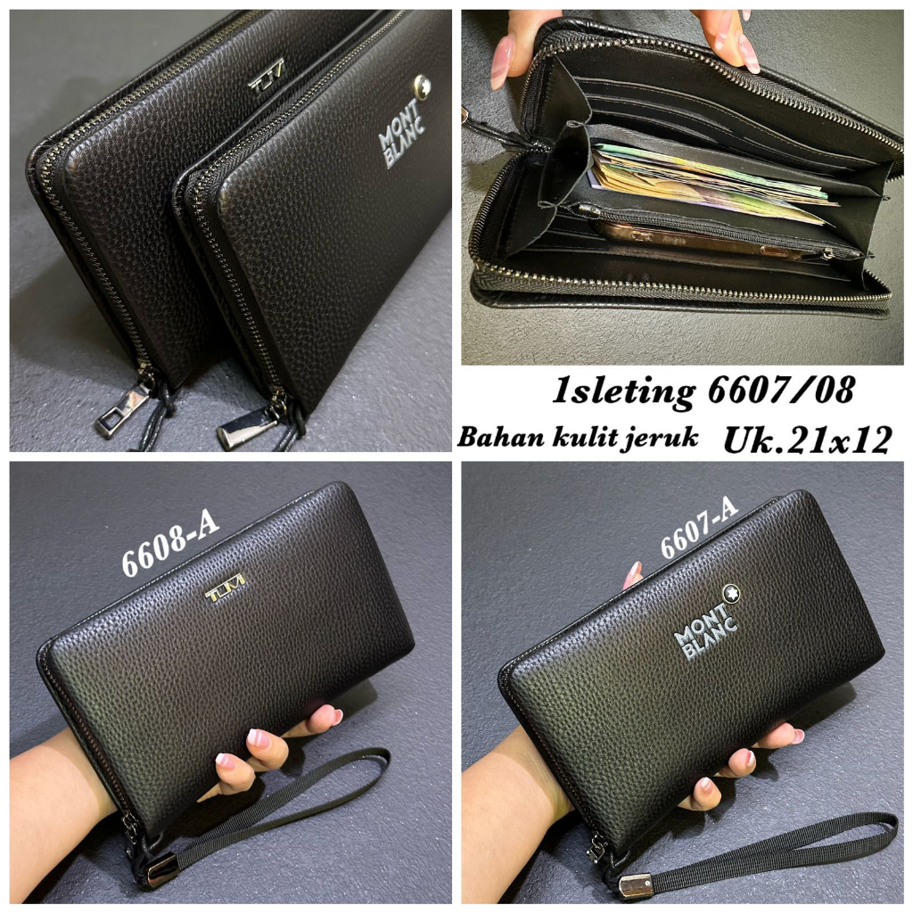 Dompet 1Sleting Bahan Kulit Jeruk Kode 660 Import