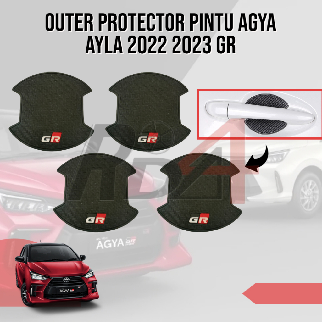 Paket Cover Handle Outer Pintu Tank Cover Mobil ALL NEW AGYA AYLA 2022 2023  2024 2025 GR SPORT Chrome Hitam Doff Carbon  Black