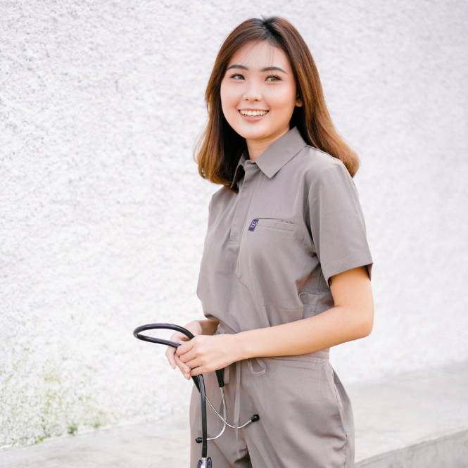 Baju Jaga POLO - ASH BROWN Scrubs Theatre Blues Cardinal Lengan Pendek SS