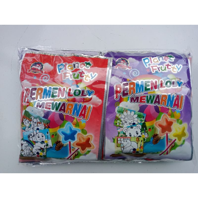 

permen Loly mewarnai planet fruty, 1 pak isi 20 pcs