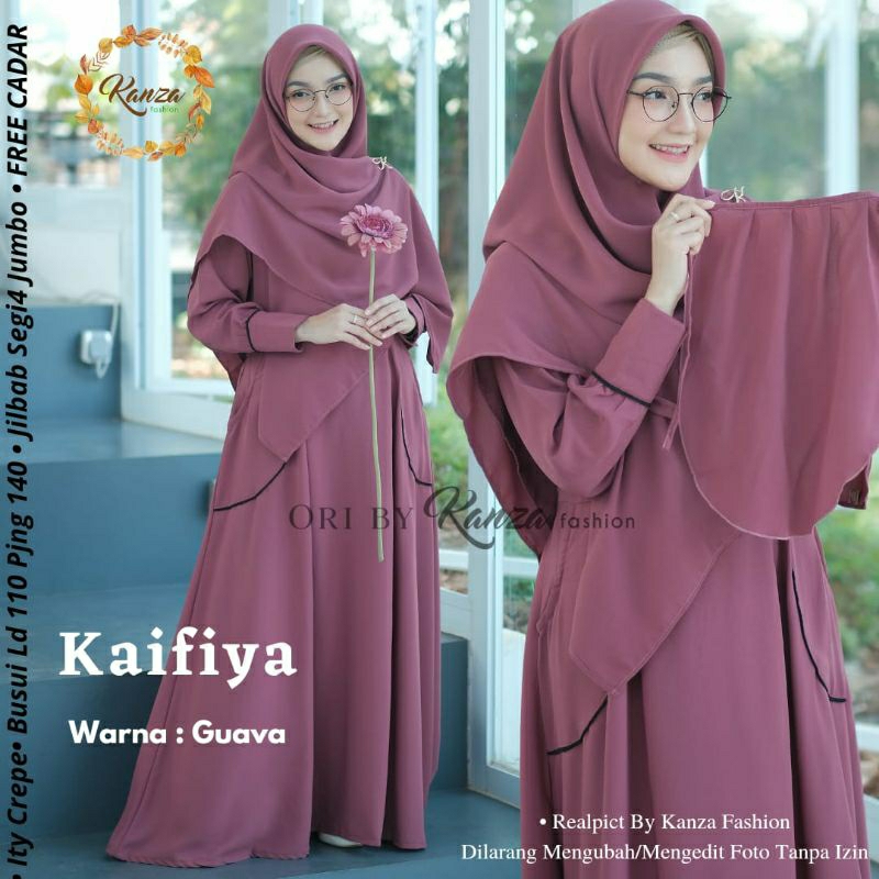 Gamis Syari Polos Set Jilbab Plus Cadar Gamis Polos Busui Kaifiya Syari