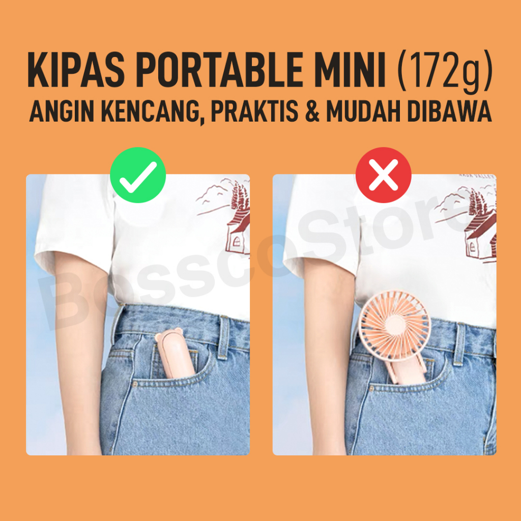 Bossco Kipas Angin Mini Portable Original 4800mAh Layar LED Multifungsi 4 in 1 kipas angin kecil portable fan mini pocket fan kipas angin lipat kipas angin meja kipas angin super mini premium berkualitas kipas angin tahan lama rechargeable fan