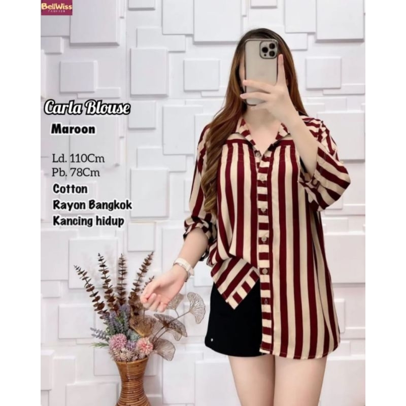 BLOUSE MOTIF SALUR || Katun rayon Bangkok || Bisa Cod