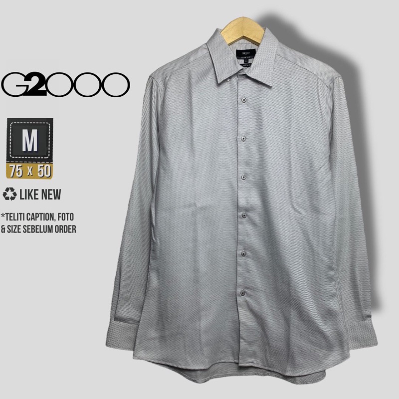 KEMEJA MOTIF PRIA G2000 PUTIH GREY SIZE M