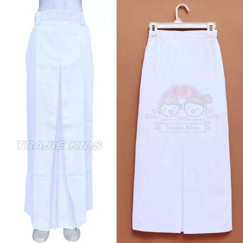 Rok Span panjang lipat satu Putih size S-L6/Rok putih Paskibra