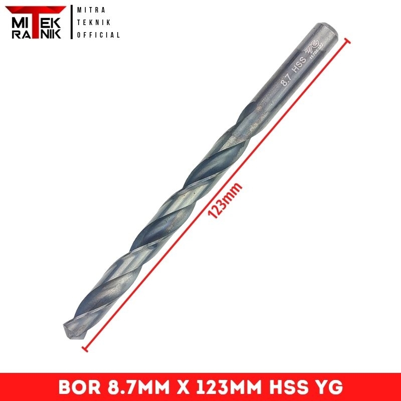 Mata Bor Besi 8.7mm Panjang 123mm Bor Besi HSS Twist Drill YG