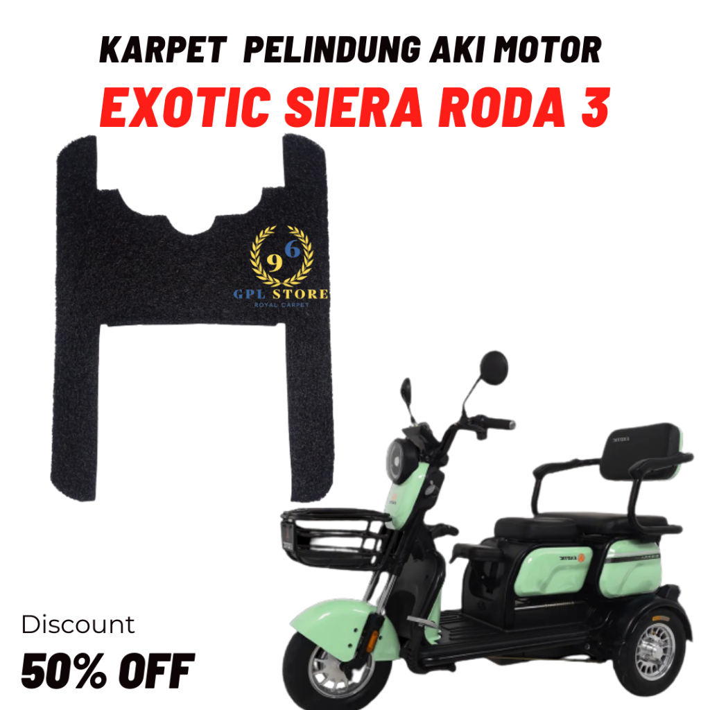 Alas kaki Karpet sepeda motor listrik roda 3 Exotic Sierra roda 3