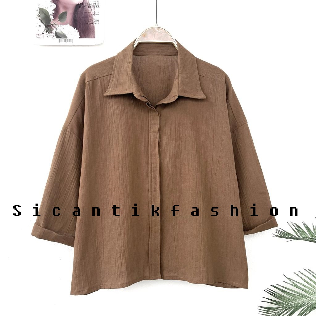 Shirt Kemeja Oversize / Linen Crinkle Premium