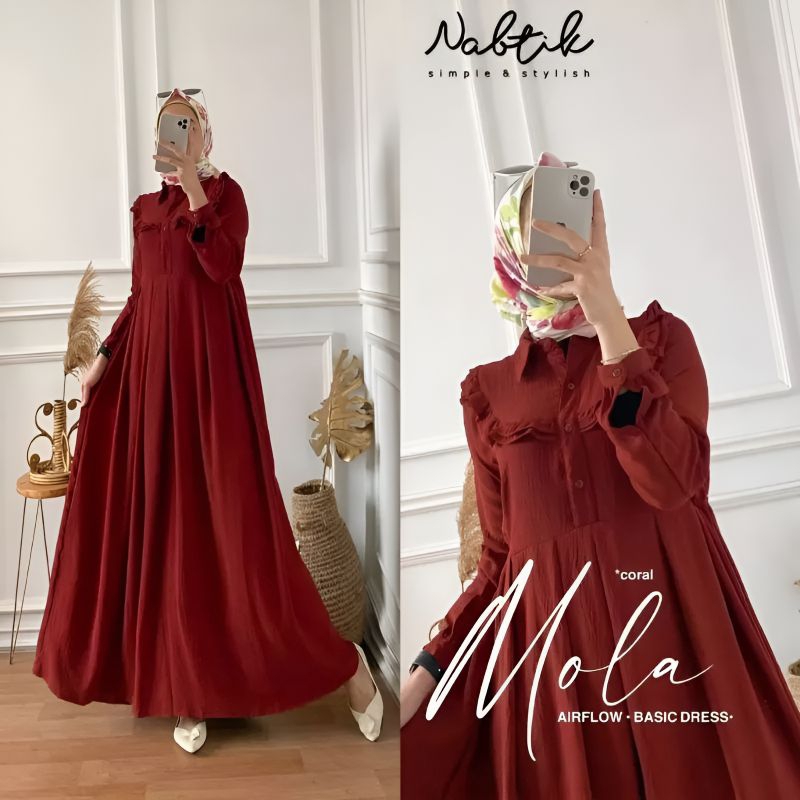 BAJU GAMIS WANITA MOLA AIRFLOW BAHAN KATUN