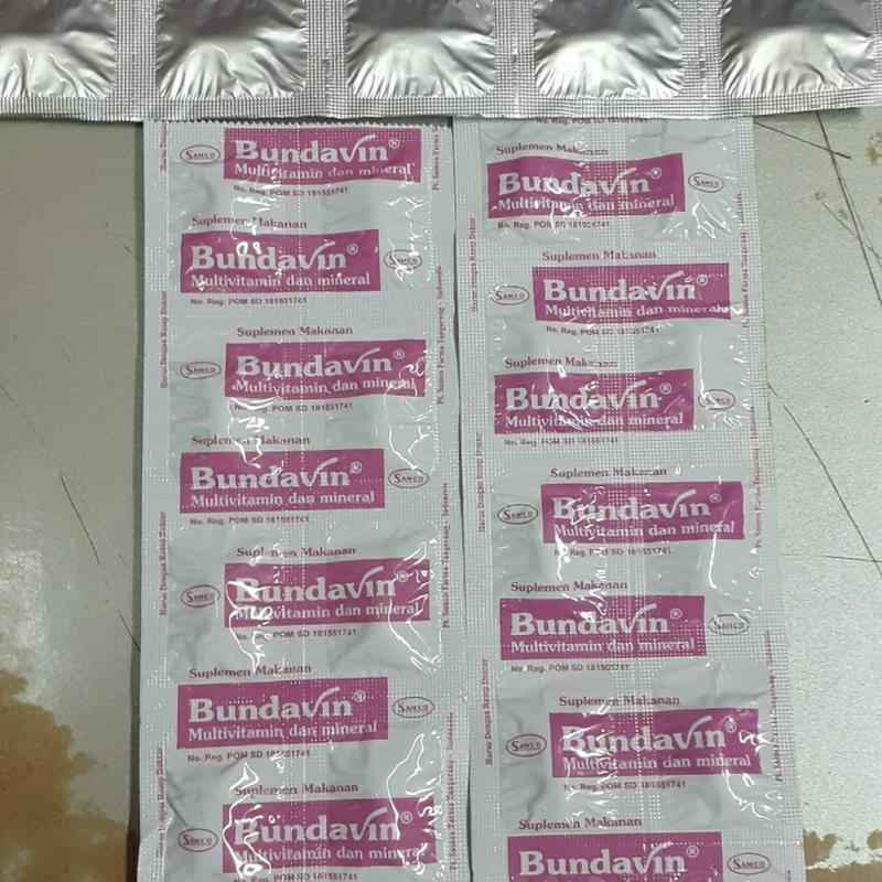 BUNDAVIN Strip 10 Tablet - Bundavin Tablet Multivitamin Ibu Hamil dan Menyusui / Bundapin Tablet / Bundafin Tablet