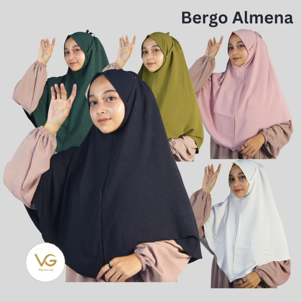 Kerudung Bergo Almena Jilbab Instan Crinkle Air Flow