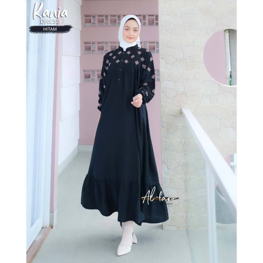 Gamis Kamila Kania by Alfaro mix bordir itycrepe polo linen remaja fashionable korean style asoka shabby vintage