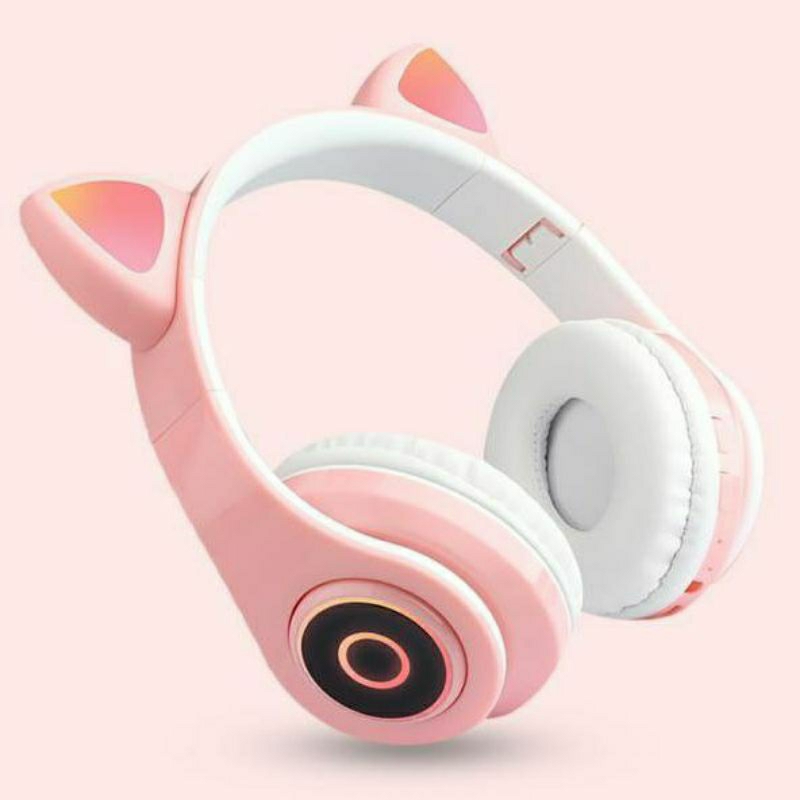 Headset bluetooth cat pink