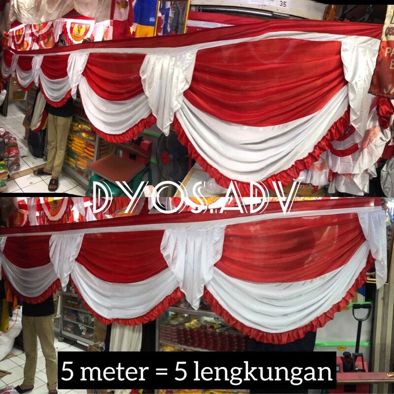 Bendera vitrase background merah putih besar