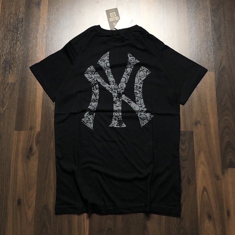 KAOS BAJU - MLB YANKEES NY YN - LOGO BIG BLACK HITAM FULLTAG &amp; LABEL