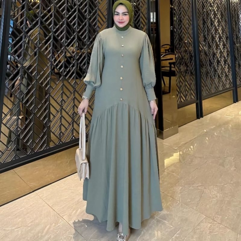 SYIFFA DRESS CRINKLE AIRFLOW PREMIUM/LEVIRA DRESS MAXY VARIASI KANCING/GAMIS POLOS DRESS MUSLIM WANITA TERBARU/FAR MOSLEMSTORE