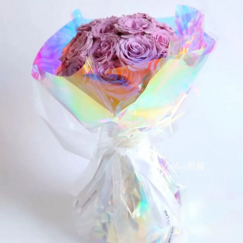 Hologram Flower Wrapping Paper Waterproof Paper Kertas Hologram Bening Buket Bunga Korean Wrapping Florist Material Hand Bouquet Kertas Bunga