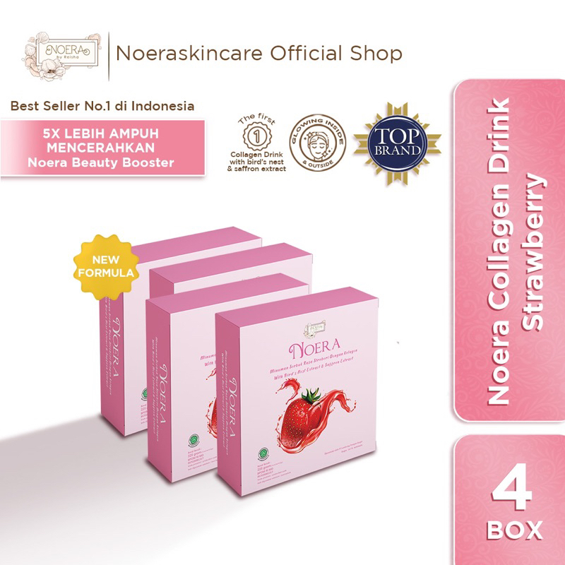 4 Box Noera Collagen Drink Bundle - Paket 1 Bulan | Minuman Pencerah Kulit with L-Glutathione | Collagen Beauty Drink