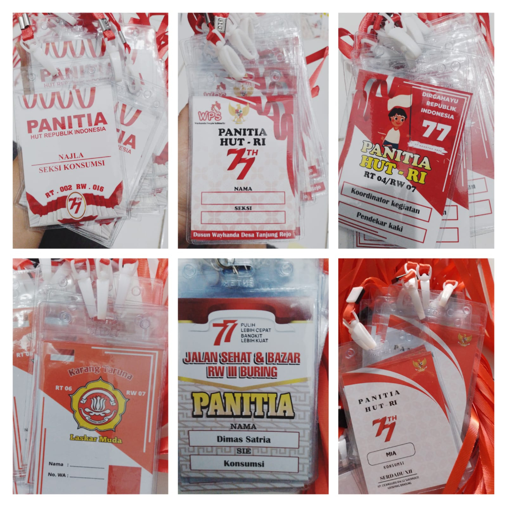 

ID CARD HUT RI / Nametag / Cocard / Co Card / ID Card Peserta / Kartu Panitia / Kartu Peserta / Kalung Anggota PAKET KOMPLIT