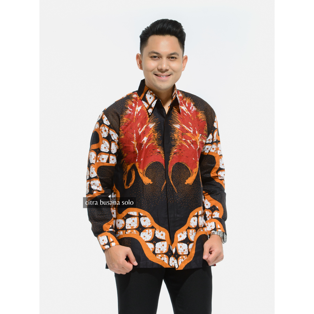 WULU SUTRA MERAH Kemeja Batik Pria Full Furing Bahan Katun Primisima