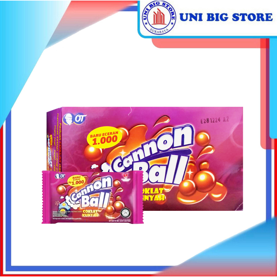 CANNON BALL Permen Coklat Kunyah Box 24 Pcs x 10 gr