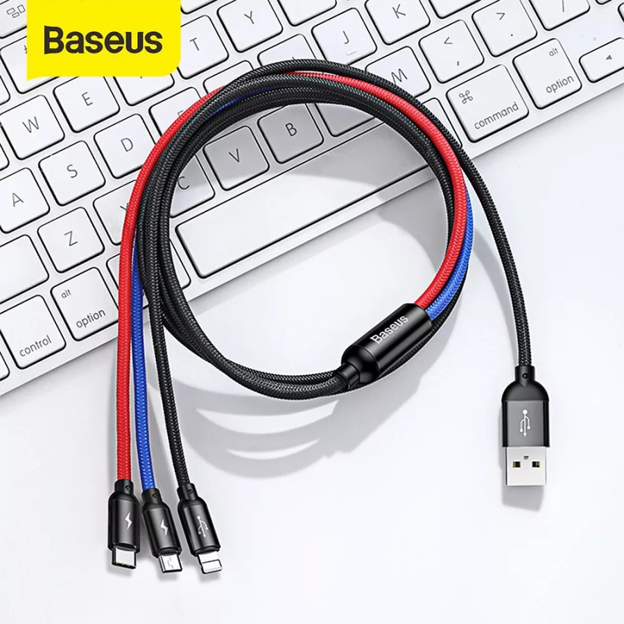 Baseus Kabel Data Colors 3in1 Micro + Lightning + Type-C 1.2M