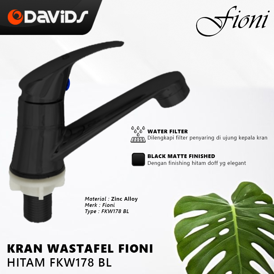 Kran Wastafel Cuci Tangan Washtafel Up Down Black Doff Fioni